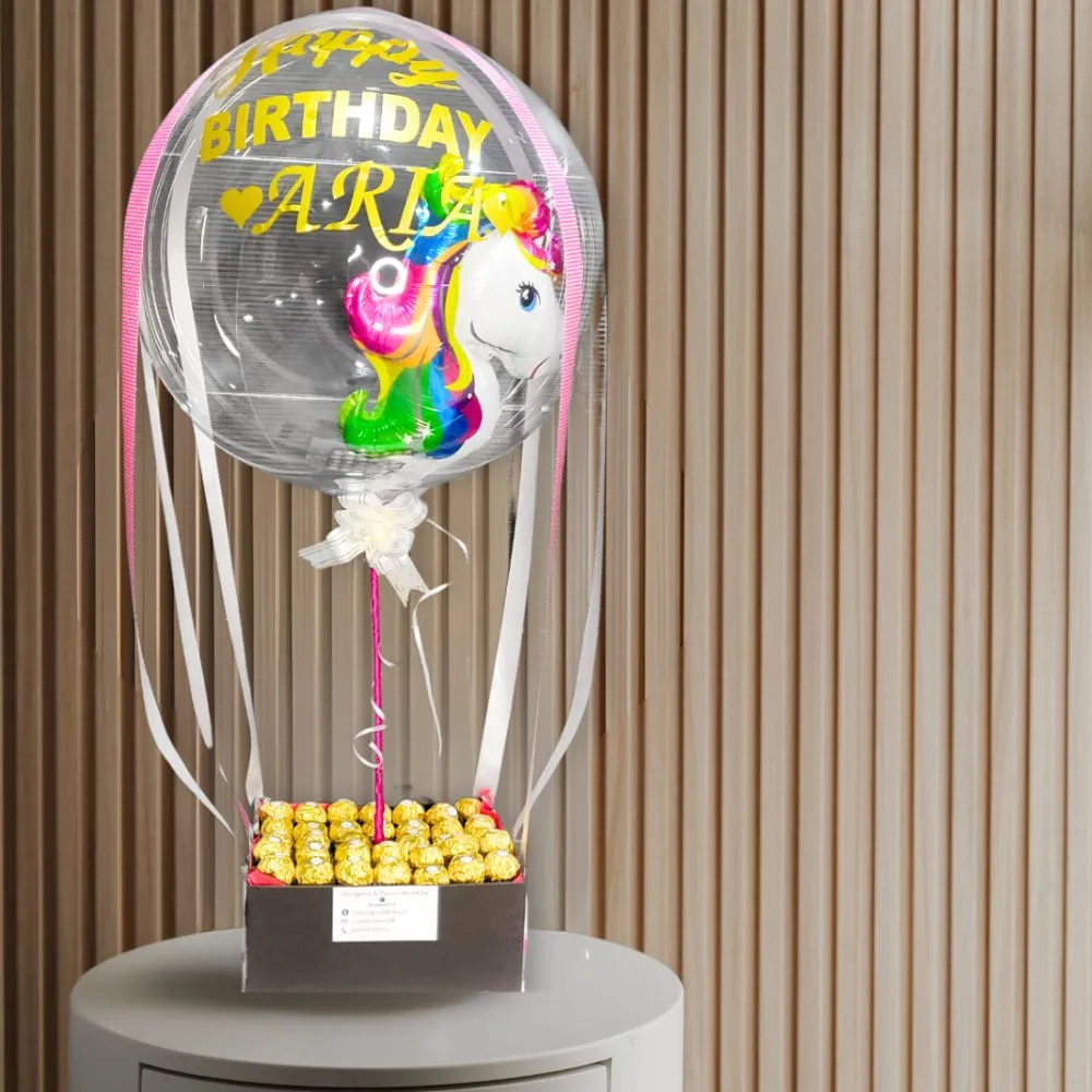 Unicorn theme bobo balloon chocolate gift hamper Online